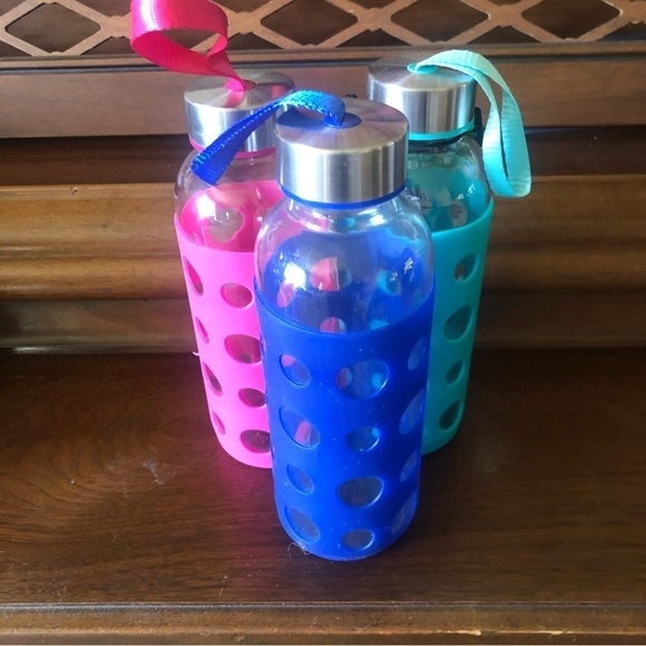 Lot of Glass Bottles BPA   free one  With Flat Cap Size New With tag - Picture 3 of 3